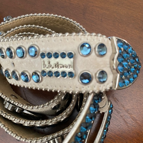 BB SIMON $595 Vintage Crown Collection Crystal Leather Cowgirl Rocker Belt 38 - Picture 3 of 15